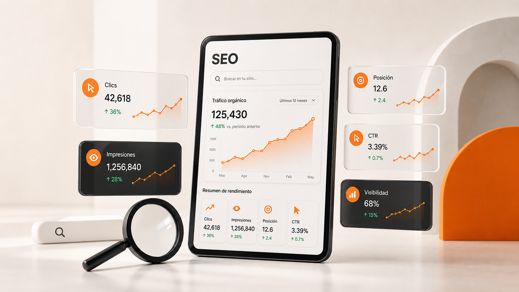 Panel de métricas SEO para una agencia web en Argentina